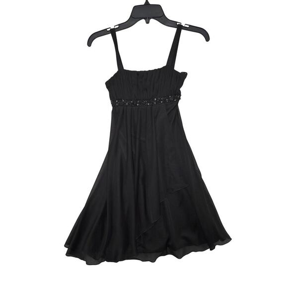 City Triangles Black Chiffon Fit & Flare Dress w/ Sequin Waistband Size M - Picture 4 of 6
